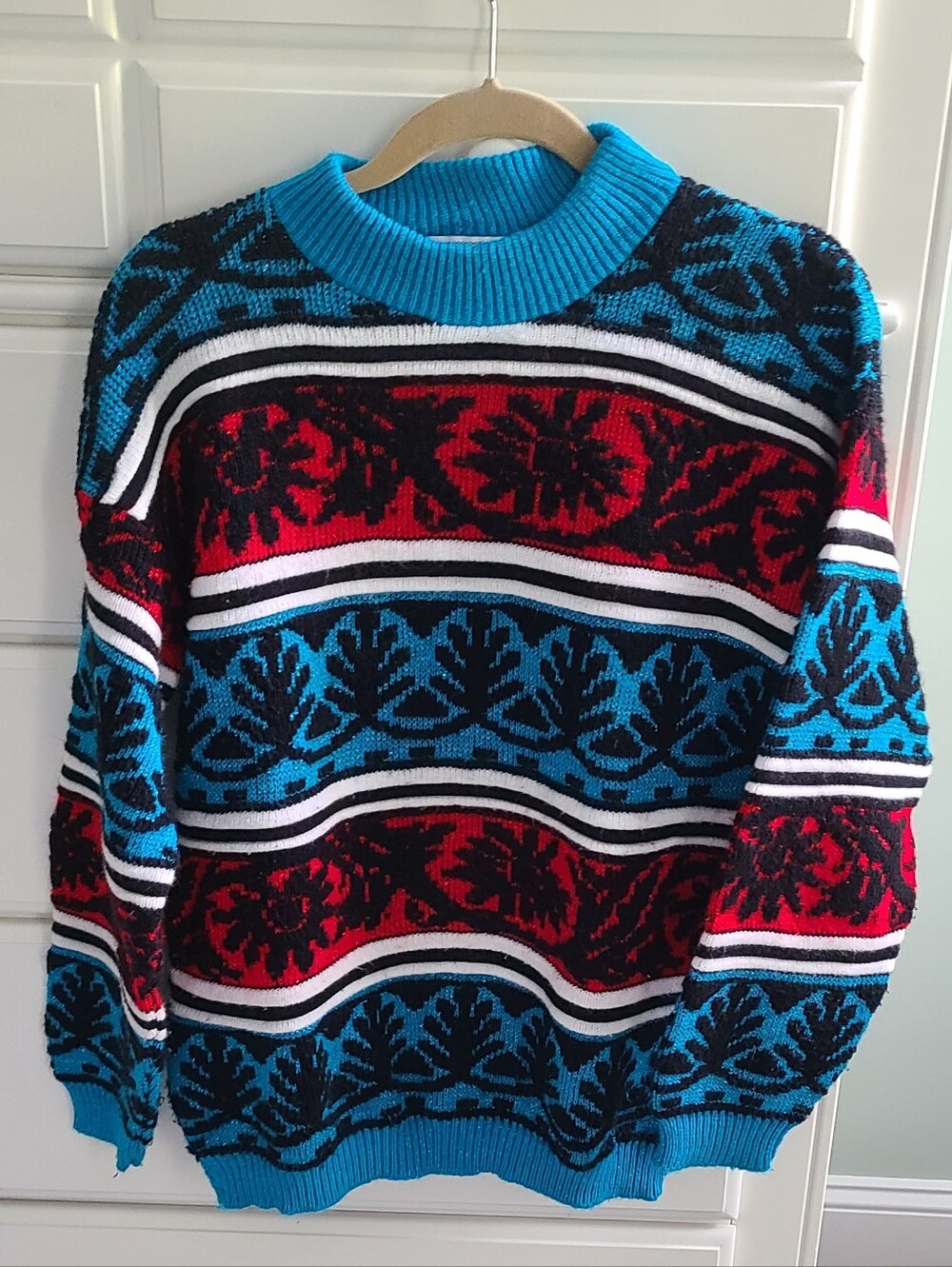 Vintage Schrader Knit 80s 90s Knit Metallic Pattern Sweater Womens Medium